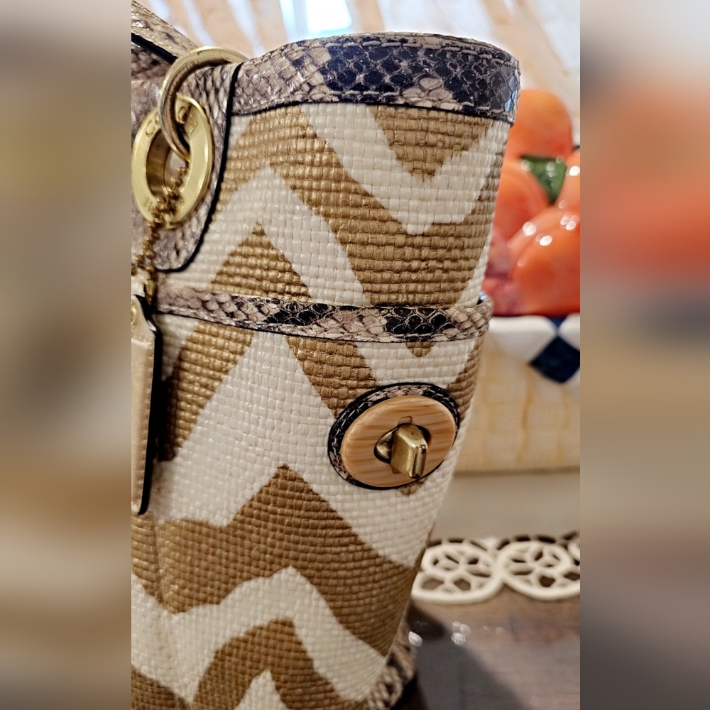 Coach Rare Zebra Python Leather, Straw Bag/Tote &… - image 3